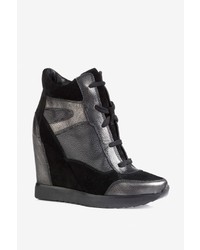 French Connection Melanie Leather Wedge Trainers