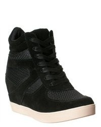 Steve Madden Olympa X Suede Wedge Sneakers Black Size 10
