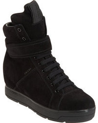Prada Linea Rossa Suede High Top Wedge Sneaker, $690 | Barneys New York |  Lookastic