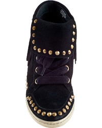 Ash Zapping Wedge Sneaker Black Suede