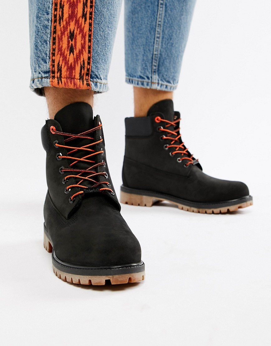 black and orange timberland boots