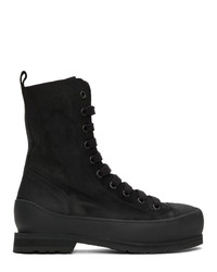 Ann Demeulemeester Black Greased Suede Boots