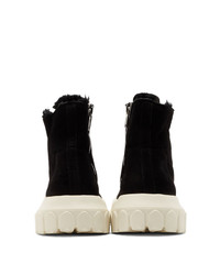 Rick Owens Black Shearling Tractor Sneaker Boots