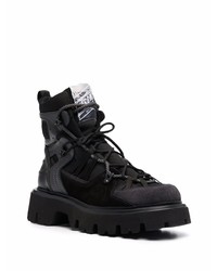 MSGM Lace Up Panelled Boots
