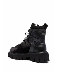 MSGM Lace Up Panelled Boots