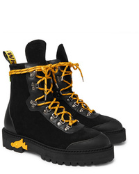 Off-White Leather Trimmed Suede Boots