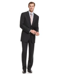 Alfani Suit Solid Black Trio Suit With Extra Pant