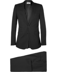 Saint Laurent Black Slim Fit Wool Gabardine Suit