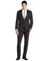 Prada Black Wool Two Button Suit With Flat Front Pants