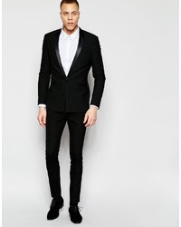Asos Brand Super Skinny Tuxedo Suit Pants In Black