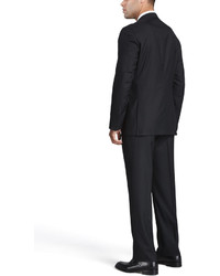 Isaia Solid Wool Suit Black