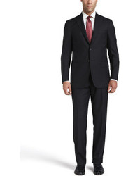 Isaia Solid Wool Suit Black