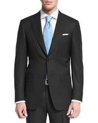 Canali Sienna Contemporary Fit Textured Solid Suit Black