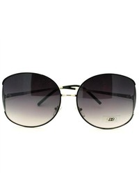 106Shades Oversized Round Retro Fashion Sunglasses Black