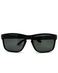 106Shades Secret Agent Rectangular Sporty Keyhole Sunglasses Black