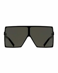 Saint Laurent 183 Betty Flat Top Square Shield Sunglasses