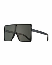 Saint Laurent 183 Betty Flat Top Square Shield Sunglasses