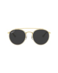 Ray-Ban 51mm Polarized Round Sunglasses In Shiny Goldblack At Nordstrom