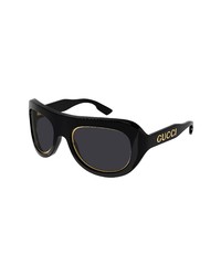 Gucci 56mm Wraparound Sunglasses In Black At Nordstrom