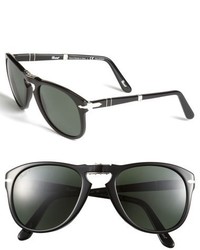 Persol 714 57mm Folding Polarized Keyhole Sunglasses Black Polarized