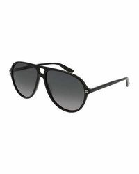 Gucci Acetate Polarized Aviator Sunglasses Black