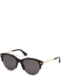 Tom Ford Adrenne Monochromatic Semi Rimless Brow Bar Sunglasses Black