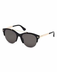 Tom Ford Adrenne Monochromatic Semi Rimless Brow Bar Sunglasses Black