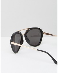 Aj Morgan Aviator Sunglasses In Matt Black And Contrast Gold