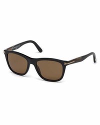 Tom Ford Andrew Square Shiny Acetate Polarized Sunglasses Black
