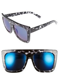 Quay Australia Cafe Racer 55mm Square Sunglasses Black Tort Blue