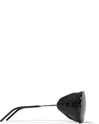 Saint Laurent Aviator Style Leather Trimmed Acetate Sunglasses