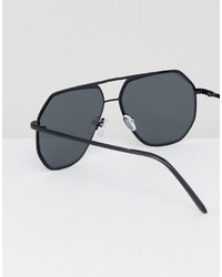 Asos Aviator Sunglasses In Black With Angled Design