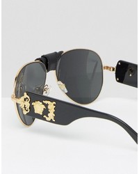 Versace Aviator Sunglasses With Removable Leather Medusa