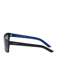 Prada Black And Blue Rectangular Sunglasses