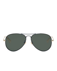 Gucci Black And Grey Aviator Sunglasses