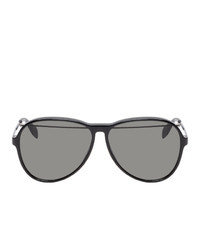 Alexander McQueen Black Aviator Piercing Sunglasses