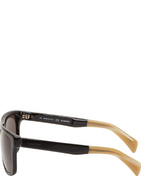 Jil Sander Black Bone Flat Top Square Sunglasses