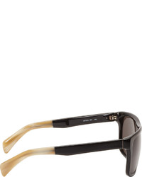 Jil Sander Black Bone Flat Top Square Sunglasses