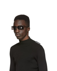 Balenciaga Black Fire Rectangular Sunglasses