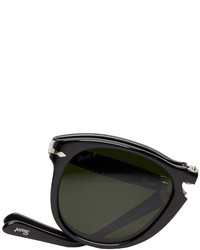 Persol Black Folding Pilot Sunglasses