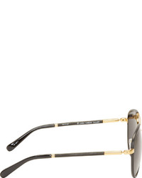 The Row Black Gold Linda Farrow Edition Aviator Sunglasses
