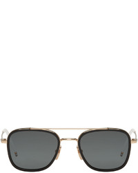 Thom Browne Black Gold Plated Tb 800 Aviator Sunglasses