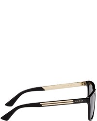 Gucci Black Gold Rectangular Sunglasses