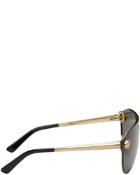 Versace Black Gold Rounded Aviator Sunglasses