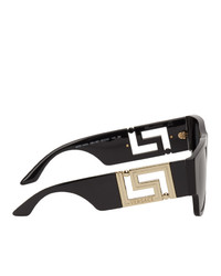 Versace Black Greca Rectangular Sunglasses