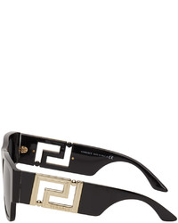 Versace Black Greca Rectangular Sunglasses