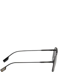Burberry Black Icon Stripe Navigator Sunglasses