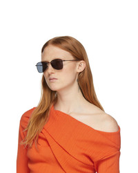 Dries Van Noten Black Linda Farrow Edition Metal Angular Sunglasses