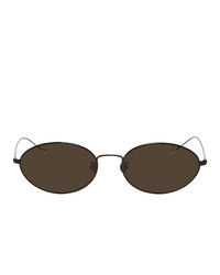 Ann Demeulemeester Black Linda Farrow Edition Oval Sunglasses