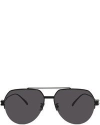 Bottega Veneta Black Metal Aviator Sunglasses